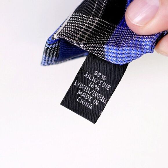 Michael Kors Blue Black Plaid Woven Silk Tie - Picture 4 of 7